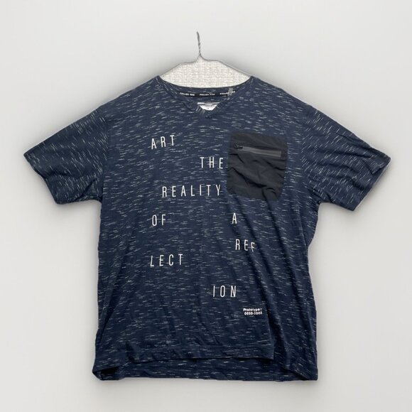 Projek Raw Pocket Tee Logo AOP Shirt Y2K Soft V-neck Men Sz L Navy Blue - Picture 1 of 15